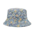 Floral print sun hat for women in light blue with vintage outdoor bucket hat style - M (56-58cm) / Blue