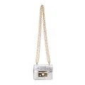 Mini silver stone pattern shoulder bag with gold chain strap and metal buckle - Silver