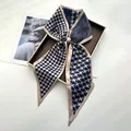 Elegant navy and beige faux silk scarf with patchwork paisley and check patterns - Navy & Off-White Multi-Textured Patchwork Style (Style 30)