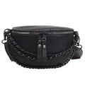 Sac banane noir à motif crocodile avec décoration élégante en chaîne métallique - Noir