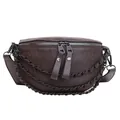 Sac bandoulière marron foncé à motif crocodile avec chaînes métalliques noires - Brun Foncé