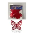 Set de 12 mariposas 3D rojas con purpurina para decoración de paredes de sala y cuarto - Estilo Calado Rojo Brillo (YH402) / 12 Piezas/Paquete (14*15cm) / Rojo Brillo