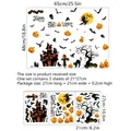 Halloween Wandaufkleber Set mit Kürbis Hexe und Schloss für Glasfenster Dekoration - Statisch haftender Stil (DJ4018) / 3er-Pack (27x21cm)