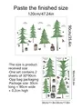 Detail showing layout dimensions of bird and forest wall stickers with two sheets - Watercolor Forest House (MS6069-ZY) / 30*90cm*2 Sheets