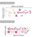 Floral wall sticker with Life Is Beautiful quote and pink roses for mirror decor - Life Is Beautiful Rose Butterfly Style (CT6145)