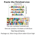 Detailed wall sticker layout with A-Z alphabet animals and cartoon train for nursery - Alphabet Train (25*30cm*10PCS)