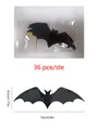 Detail of 36pcs 3D bat wall stickers with measurements of 15cm width and adhesive pads - Black Laser Professional