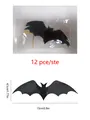 Detail view of 12-piece 3D Halloween bat wall stickers with dimensions 15cm by 4.5cm - Black Laser Standard