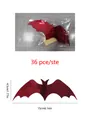 Detailed size specifications for 36 pieces of 3D glittery red bat wall stickers - Red Laser Professional