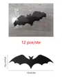 Tableau des tailles pour 12 stickers muraux chauve-souris 3D Halloween, 15 cm de large et 4,5 cm de haut - Noir Carton Standard