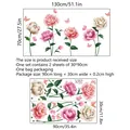 Pink peony flowers and butterflies wall stickers set for bedroom decoration 130x70cm - 30x90cm (Set of 2)