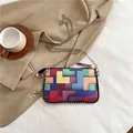 Fashion envelope crossbody bag with colorful geometric patterns and silver chain strap - Multicolor