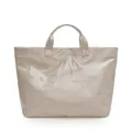 Bolso tote transparente beige de PVC con forro de lona y letras de tote bag - Blanco Roto