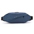 Dark blue waterproof crossbody sports bag with white Sport male logo on white background - Blue