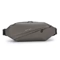 Deep grey sport crossbody chest bag with adjustable strap and waterproof matte finish - Brown