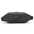 Black sport crossbody chest bag for men with waterproof matte finish and adjustable strap - Black