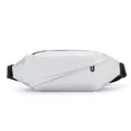 Silver grey waterproof sports sling bag with adjustable strap and Sport male logo - White