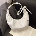 Chic off-white hobo bag with knotted shoulder strap detail and soft pleated PU leather - Beige