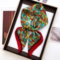 Detail of colorful cloud pattern silk scarf with red border in a gold gift box - Large Square / Contrast Lucky Cloud (26)