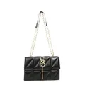 Zwarte gewatteerde crossbodytas met gouden ketting en een elegante metalen kwast - Zwart