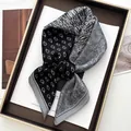 Elegant satin square scarf with paisley and floral patterns in black, grey and white - Black Gray White Stitched Paisley Style (28)
