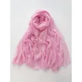 Light pink cotton linen scarf with natural crinkle texture and fringed edges - Light Pink