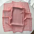 Pink paisley faux silk square scarf with glossy finish and elegant white border design - Pink