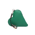 Mini herzförmige grüne Ledertasche mit buntem Buchstaben-Handgelenkriemen - Grün