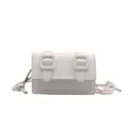 Mini witte Cambridge schoudertas met dikke ketting en rechthoekig flapontwerp - Wit