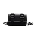 Mini black Cambridge bag with chunky chain strap and double square matte buckles - Black