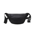 Minimalist black waterproof waist bag with reflective zipper on white background - Black
