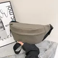 Minimalist olive green crossbody fanny pack with adjustable strap for women - Khaki