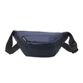 Minimalist dark blue waist bag for women featuring adjustable nylon strap and matte finish - Blue