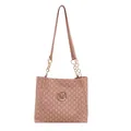 Borsa tote rosa con motivo monogramma, logo dorato e tracolla a catena chic - Rosa