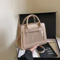 Beige tote bag with transparent display window and adjustable shoulder strap - Khaki