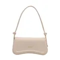 Borsa a tracolla minimalista bianco crema con logo dorato e base curva - Bianco