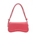 Elegante borsa a spalla rosa magenta con fondo ondulato e scritte logo dorate - Rosa