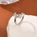 Detail view of silver S925 ring with Z-shape geometric design and micro-pave zircons - Letter Z Style