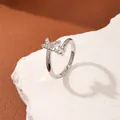 Adjustable gold plated letter K ring with shimmering zircon pave setting for women - Letter K Style