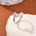 Silver-tone open ring featuring a sparkling zircon 'R' and a square-cut main stone - Letter P Style