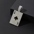 Macro shot of silver Ace of Spades poker pendant with white sparkling rhinestones - Silver Pendant / Single Pendant (Silver)