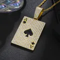 Macro shot of gold hip hop Ace of Spades pendant with sparkling pavé crystals - Gold Color Pendant / Single Pendant (Gold)