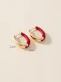 Modern red and gold acrylic拼接 earrings in vintage luxury style, 2.3cm x 1.8cm size - 2.3cm x 1.8cm / Red