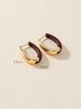 Retro acrylic and gold metal arc earrings in amber brown finish, 2.3cm x 1.8cm - 2.3cm x 1.8cm / Burgundy