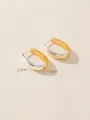 Silver and orange resin hoop earrings with glitter detail, size 2.3cm by 1.8cm - 2.3cm x 1.8cm / Champagne