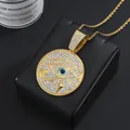 Close-up of golden Horus Eye pendant with sparkling rhinestones on a twisted rope chain - Pendant Only (No Chain) / Gold