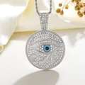 Detail of Eye of Horus pendant necklace with sparkling rhinestones and rope chain on silk - Pendant Only (No Chain) / Silver