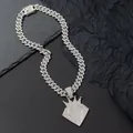 Collana cubana hip hop con ciondolo a corona di diamanti in argento da uomo - Pendente + Catena Cubana [Argento]