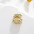 Golden pavé-set letter C pendant charm with sparkling cubic zirconia for DIY jewelry - Letter C Style
