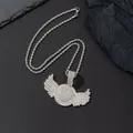 Collar hip hop con colgante de alas de ángel, cadena de cordón plateada y pavé de pedrería - Colgante Y Cadena de Cuerda / Plateado
